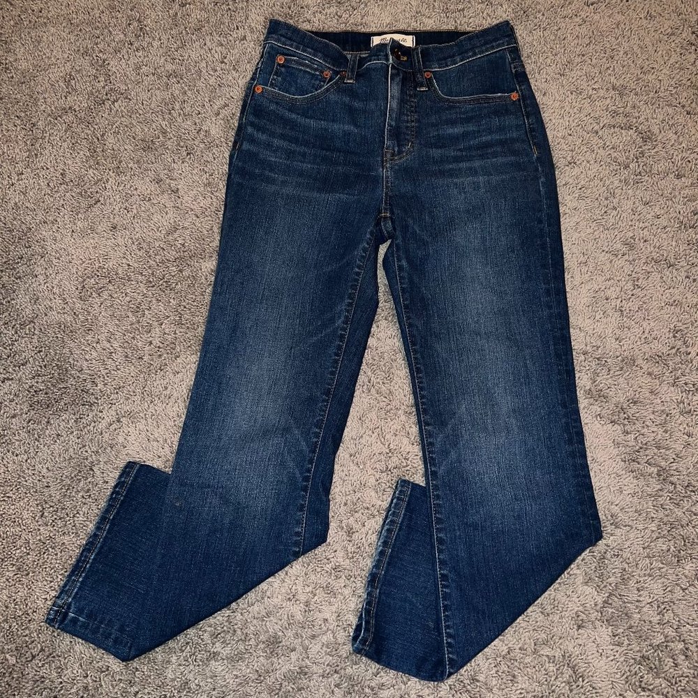 Madewell Cali Demi Boot Women's 25 Blue Medium Wash Stretch Mid Rise Jeans